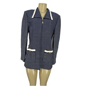 Vintage St. John Collection Marie Gray 8 Blazer Jacket Santana Knit Full Zip C23